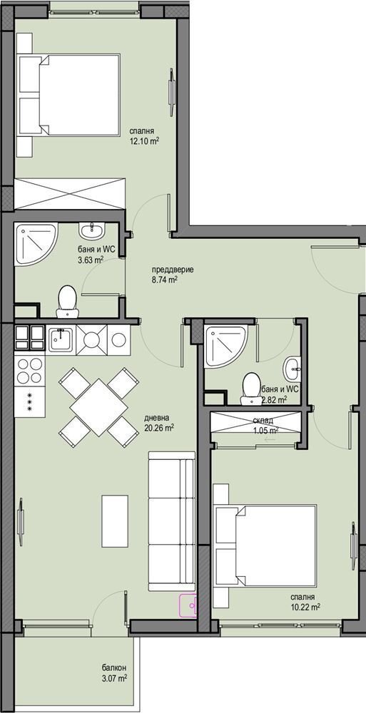 Three-room apartment Sofia - photo 1