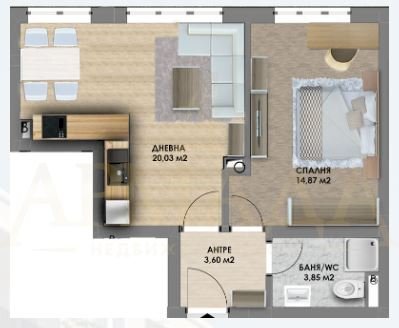 Two-room apartment Plovdiv (neighborhood Смирненски) - photo 1