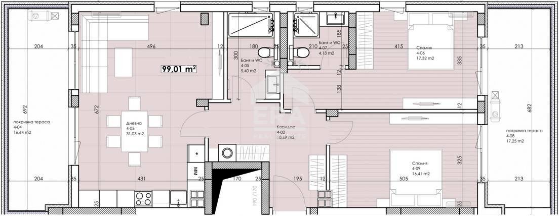 Three-room apartment Plovdiv (neighborhood Беломорски) - floor plans 1