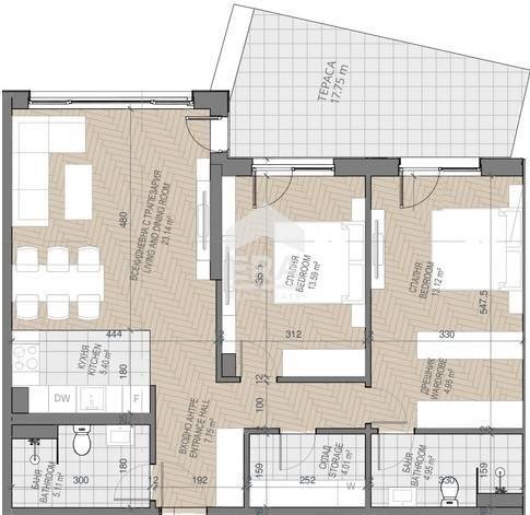 Three-room apartment Plovdiv (neighborhood Каменица 1) - floor plans 1