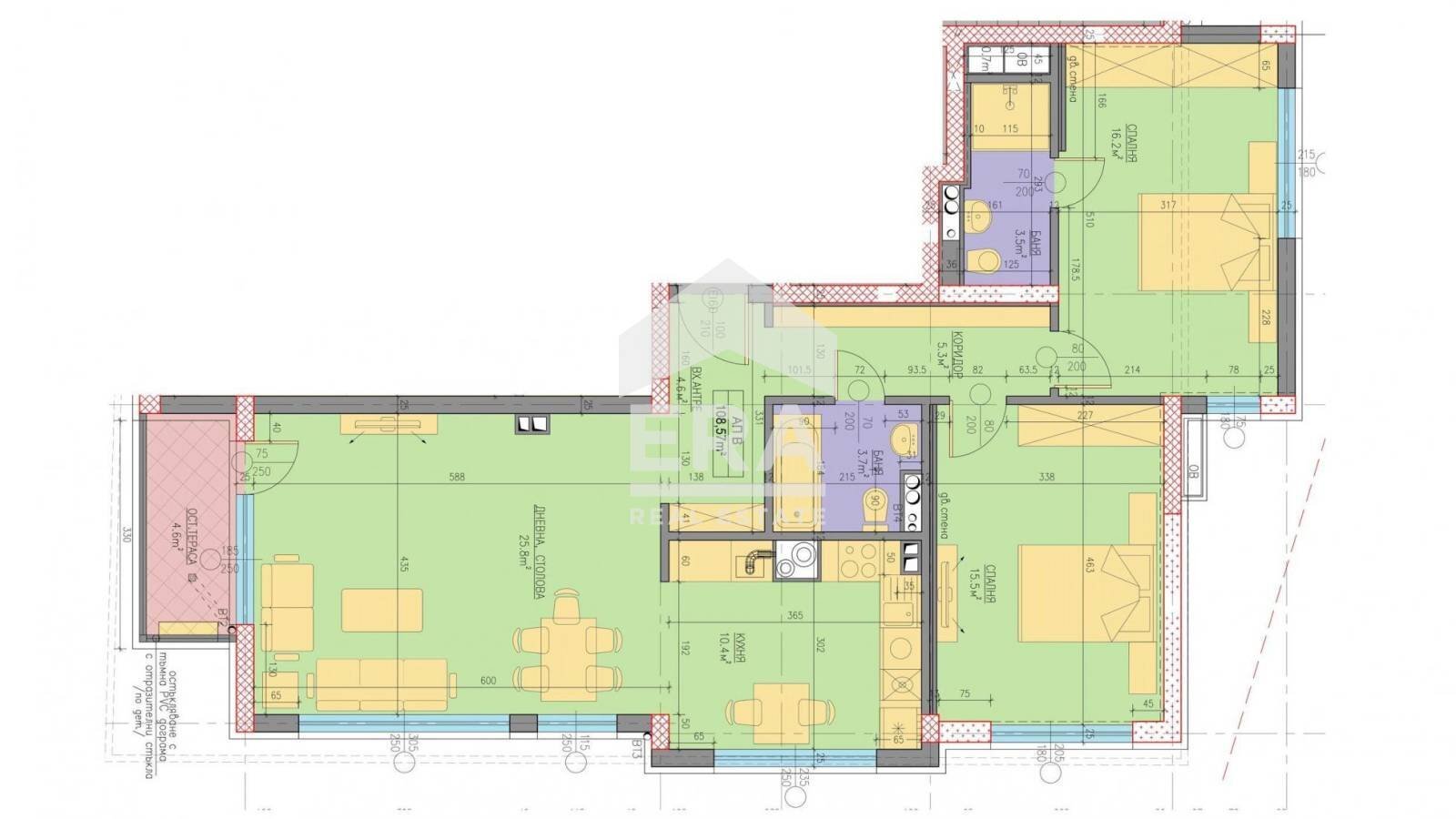 Three-room apartment Sofia (neighborhood Хладилника) - floor plans 1