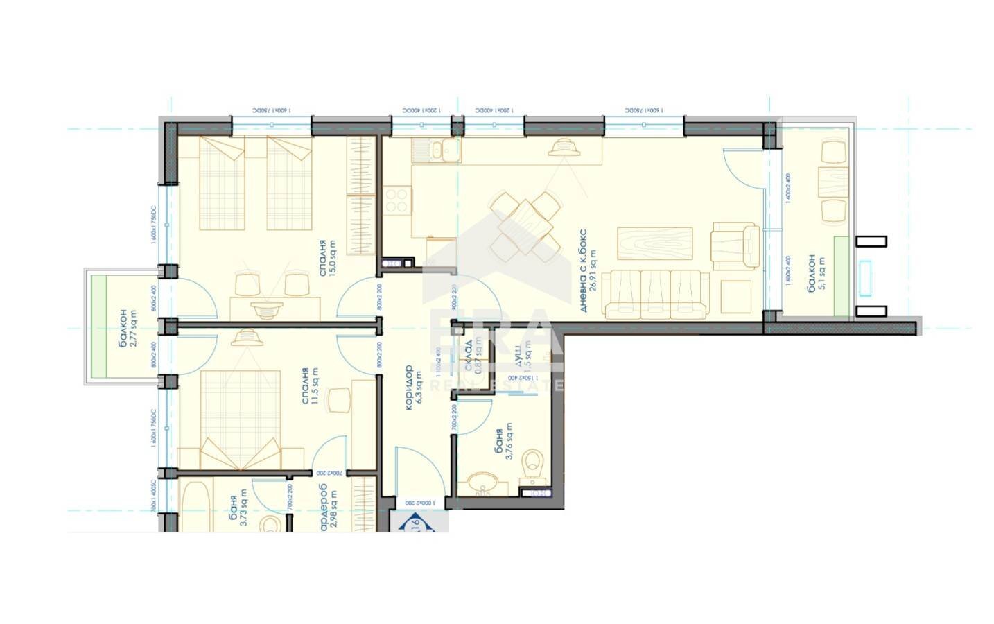 Three-room apartment Sofia (neighborhood Витоша) - floor plans 1