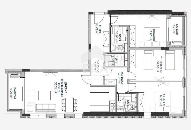 Four-room apartment Sofia (neighborhood Люлин 2) - floor plans 1