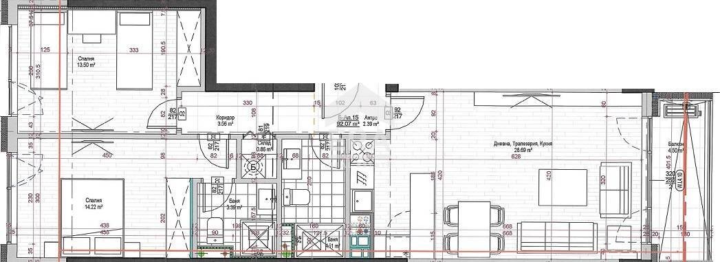 Three-room apartment Sofia (neighborhood Люлин 2) - floor plans 1