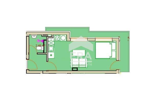 One-room apartment Sofia (neighborhood Студентски град) - floor plans 1