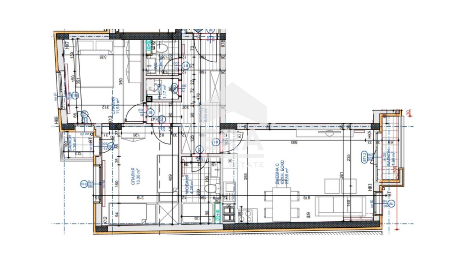 Three-room apartment Sofia (neighborhood Овча купел) - floor plans 1