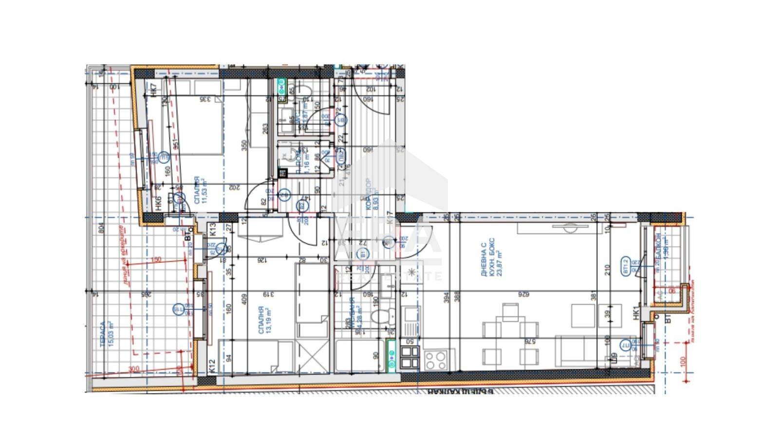 Three-room apartment Sofia (neighborhood Овча купел) - floor plans 1