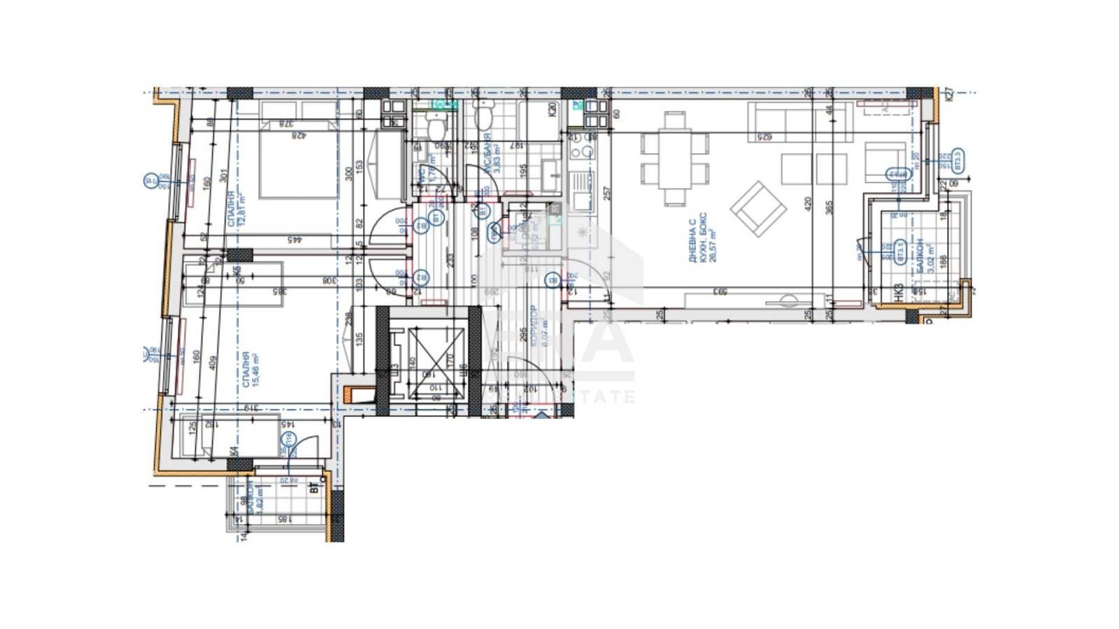 Three-room apartment Sofia (neighborhood Овча купел) - floor plans 1