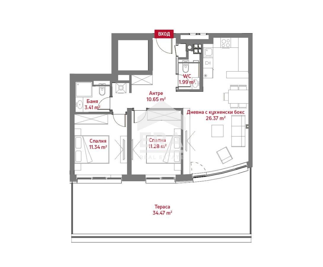 Three-room apartment Sofia (neighborhood Кръстова вада) - floor plans 1