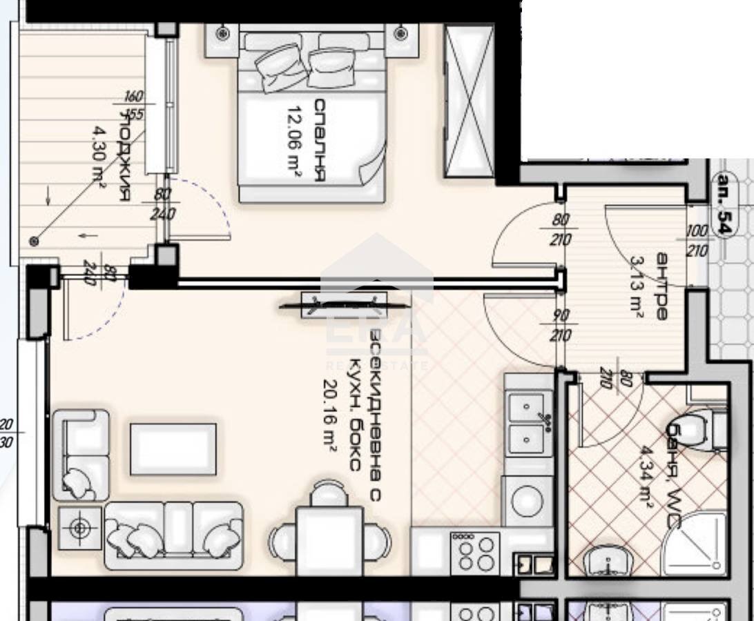 Two-room apartment Владислав Варненчик 1, Varna - floor plans 1