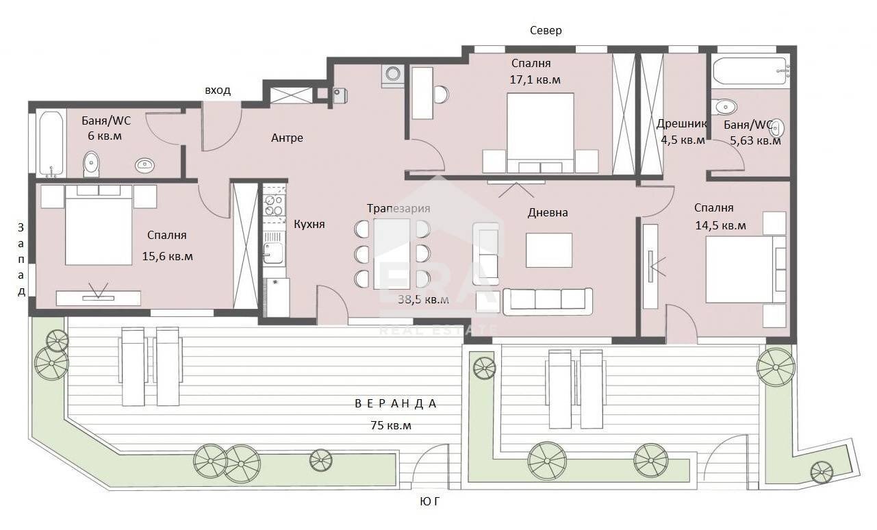 Four-room apartment Varna (neighborhood Бриз) - floor plans 1