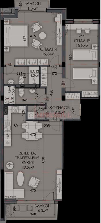 Three-room apartment Varna (neighborhood Виница) - photo 1