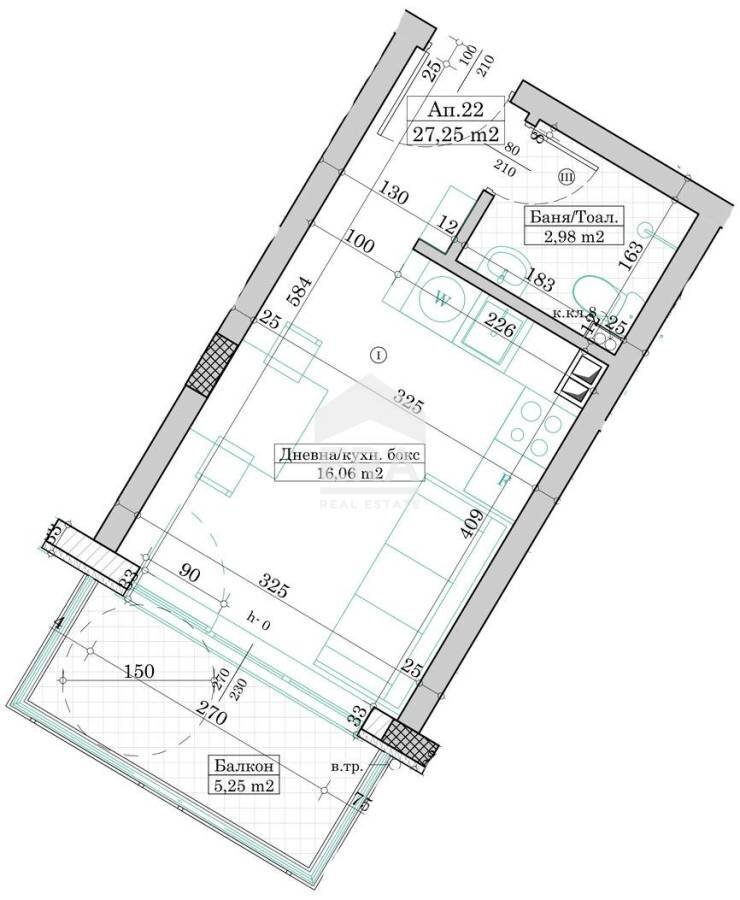 Monolocale Varna (zona Виница) - planimetria 1