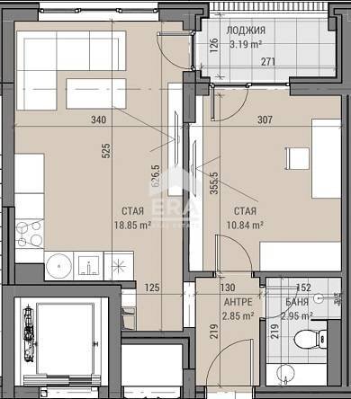 Two-room apartment Sofia (neighborhood Люлин 6) - floor plans 1