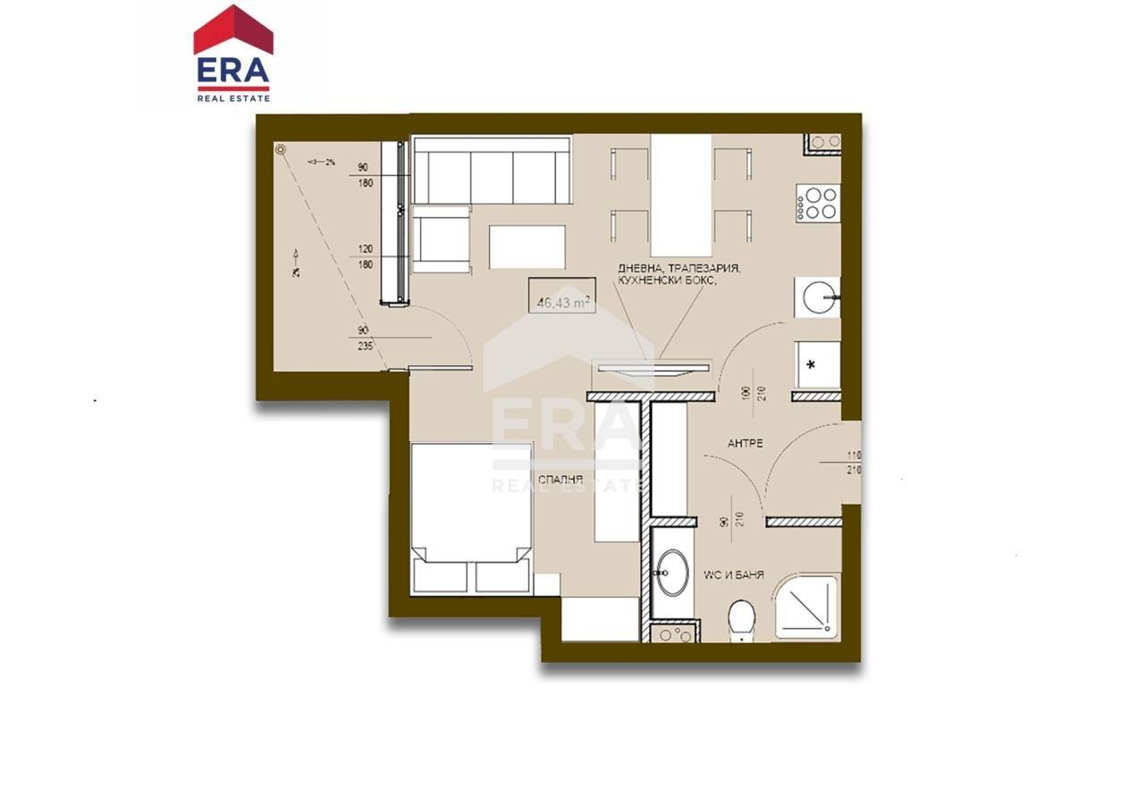 Two-room apartment Стария град, Pomorie - floor plans 1