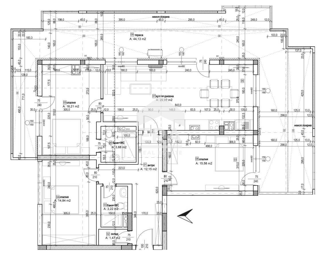 Quadrilocale Sofia (zona Дървеница) - planimetria 1