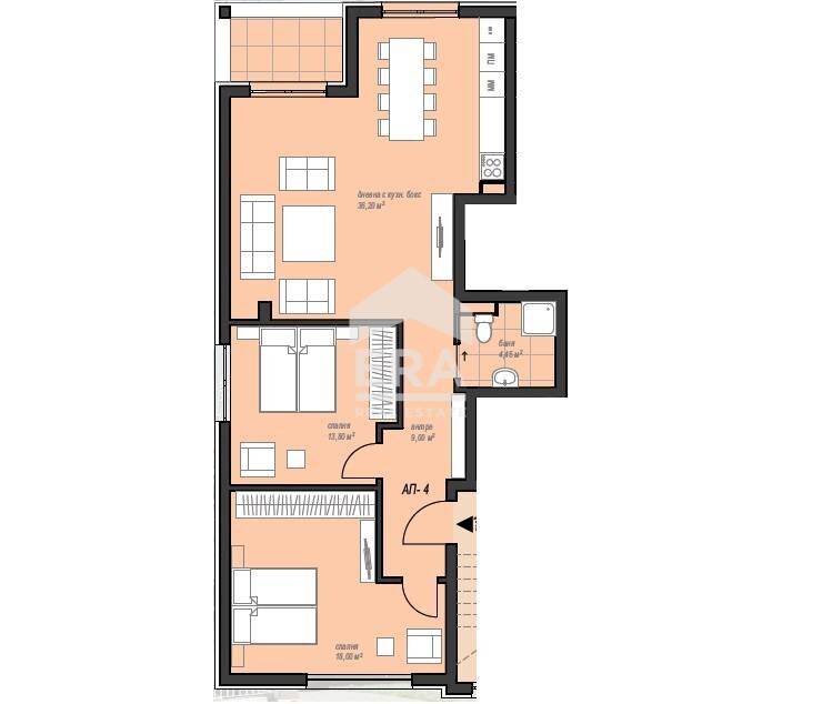 Three-room apartment в.з. Киноцентъра III част, Sofia - floor plans 1