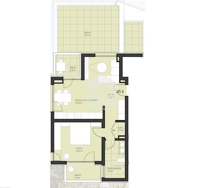 Two-room apartment в.з. Киноцентъра III част, Sofia - floor plans 1