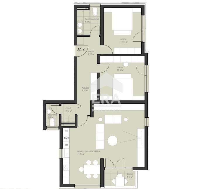 Three-room apartment в.з. Киноцентъра III част, Sofia - floor plans 1