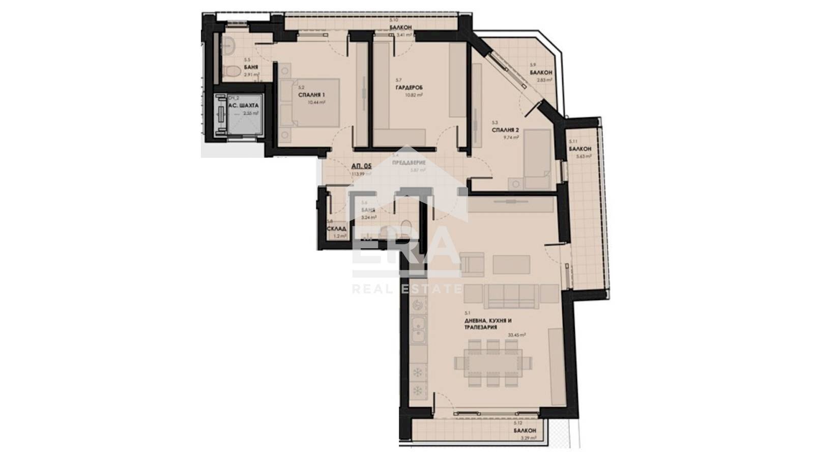 Four-room apartment Sofia (neighborhood Лагера) - floor plans 1