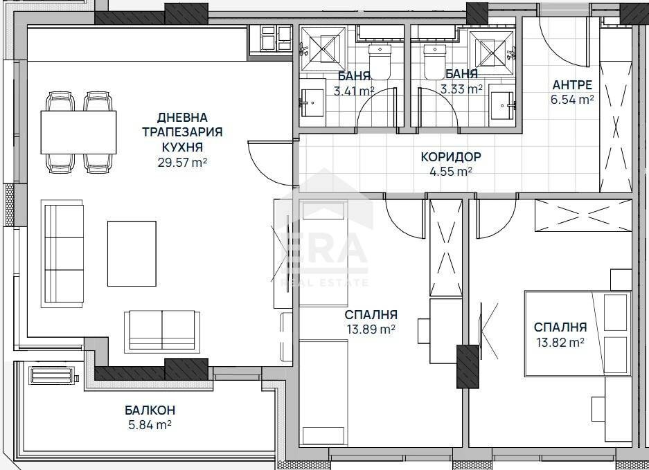 Three-room apartment Sofia (neighborhood Люлин 2) - floor plans 1