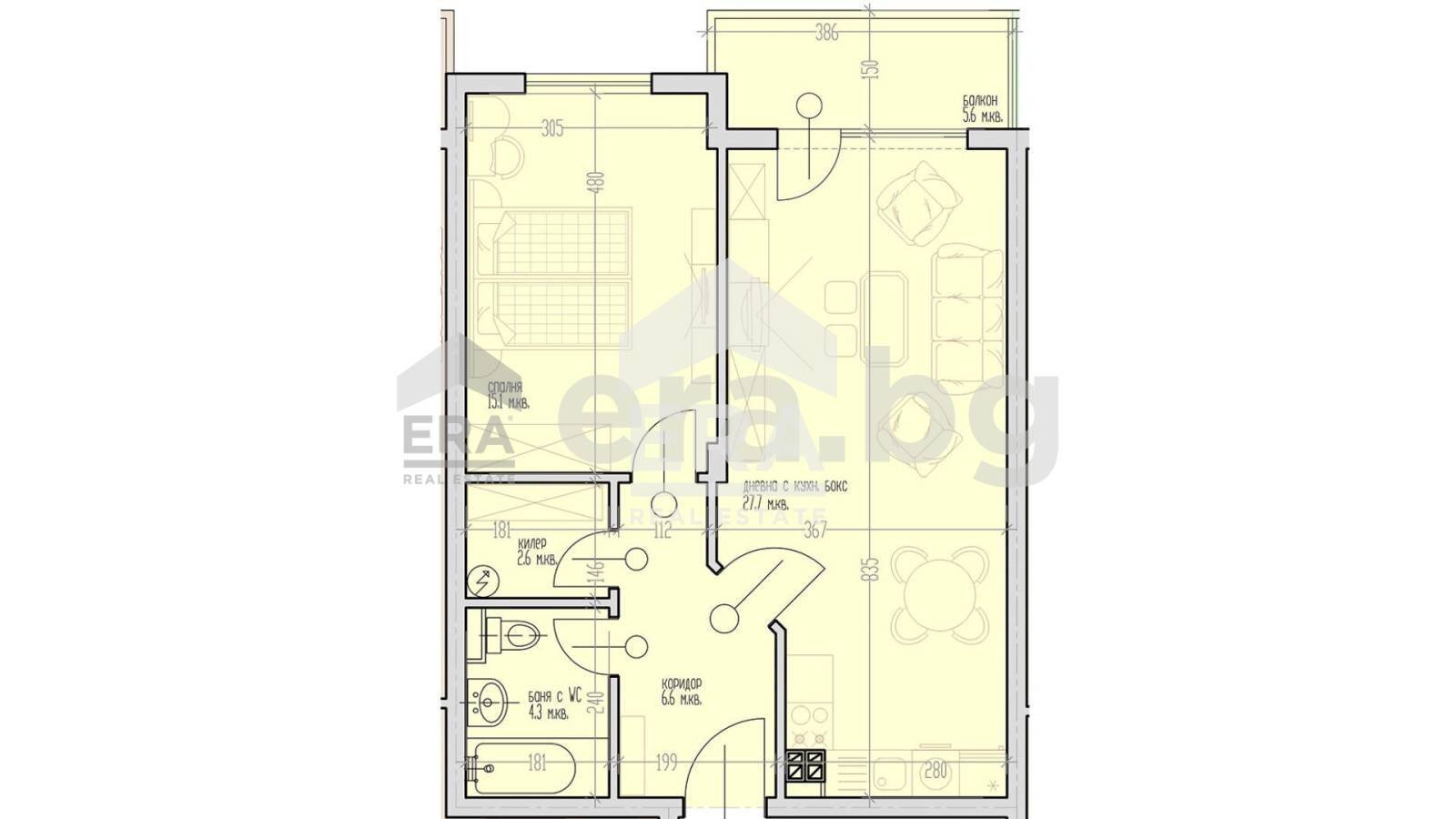 Two-room apartment Varna (neighborhood Виница) - floor plans 1