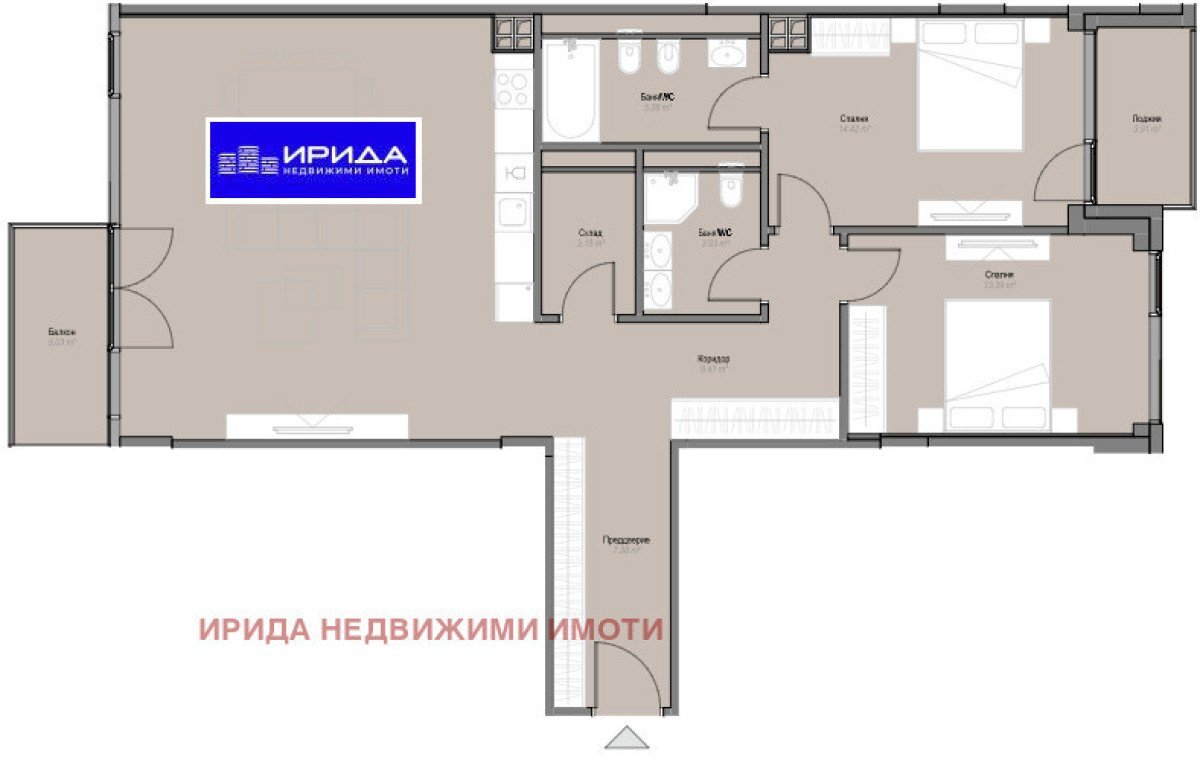 Three-room apartment Sofia (neighborhood Оборище) - photo 1