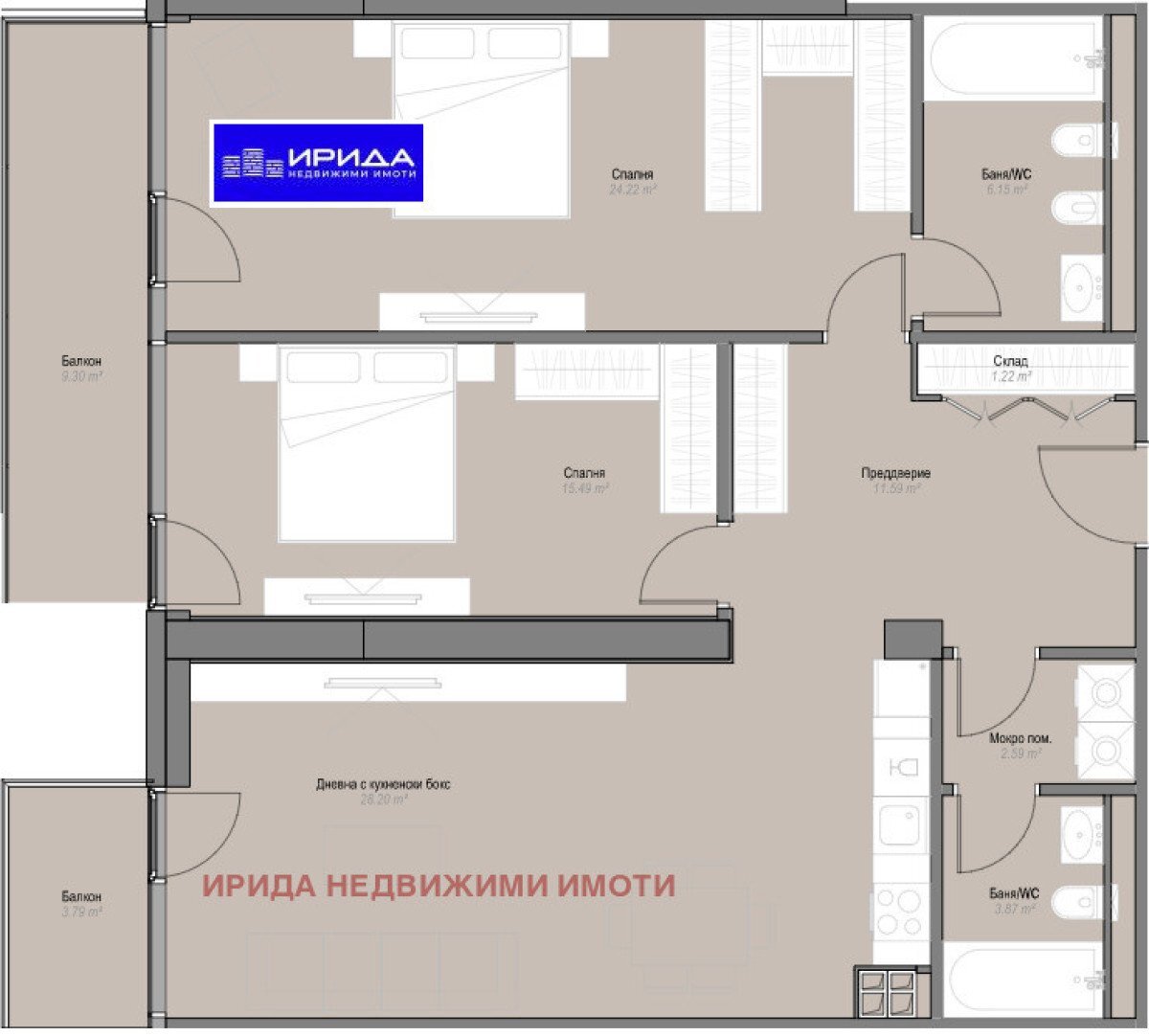 Three-room apartment Sofia (neighborhood Оборище) - photo 1