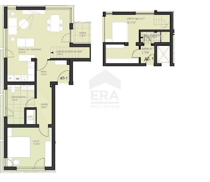 Three-room apartment в.з. Киноцентъра III част, Sofia - floor plans 1