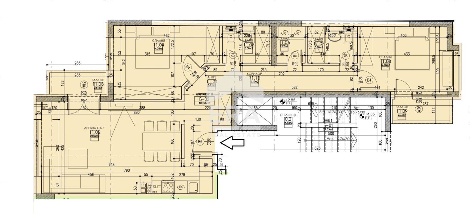 Three-room apartment Sofia (neighborhood Овча купел) - floor plans 1