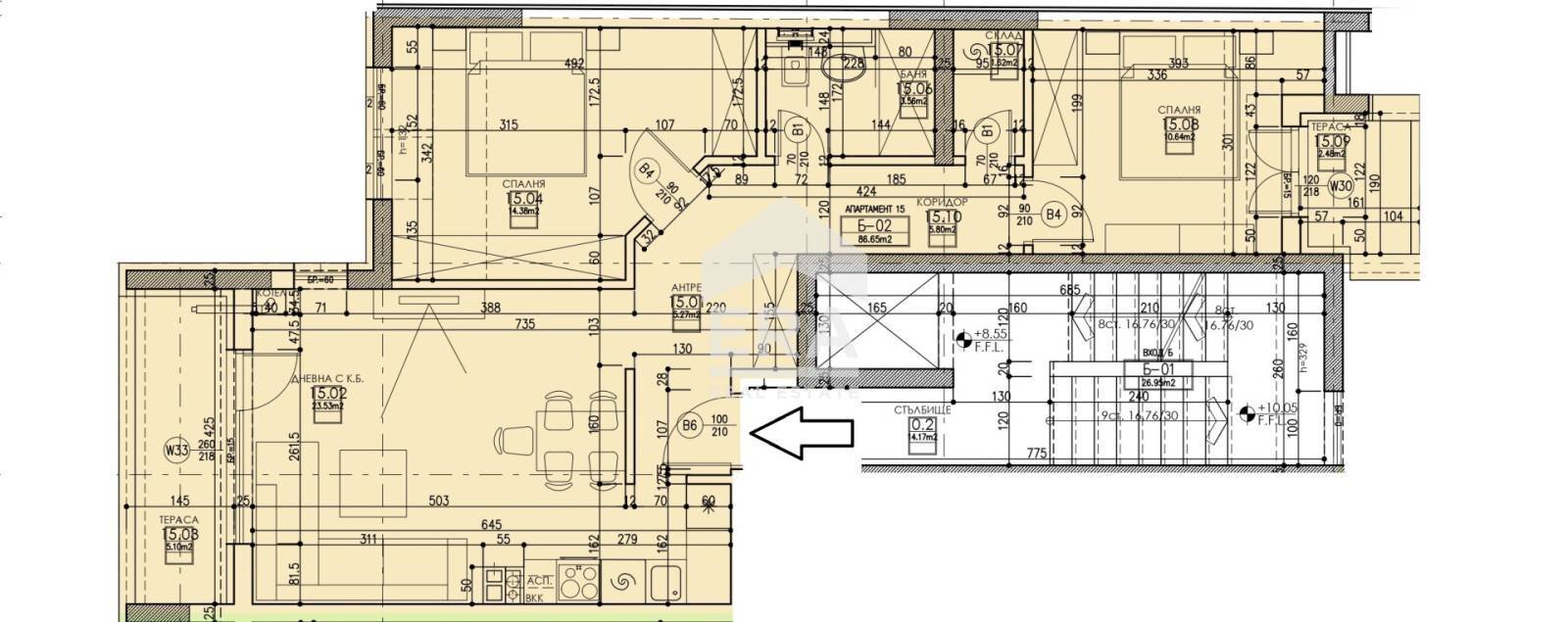 Three-room apartment Sofia (neighborhood Овча купел) - floor plans 1