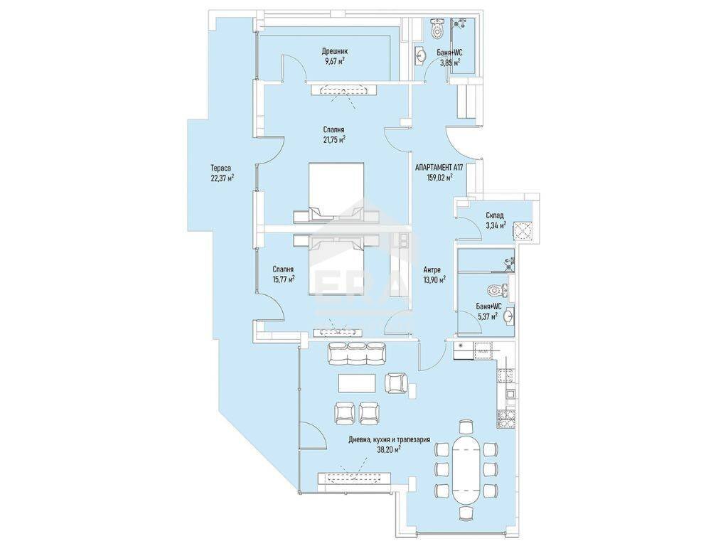 Three-room apartment Sofia (neighborhood Лозенец) - floor plans 1