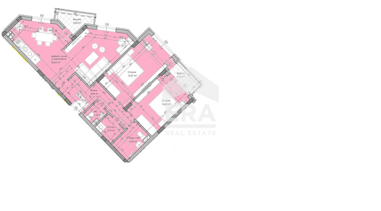 Three-room apartment Sofia (neighborhood Обеля 1) - floor plans 1