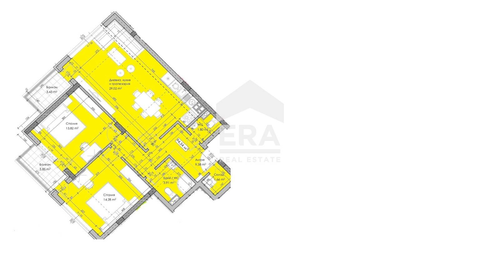 Trilocale Sofia (zona Обеля 1) - planimetria 1