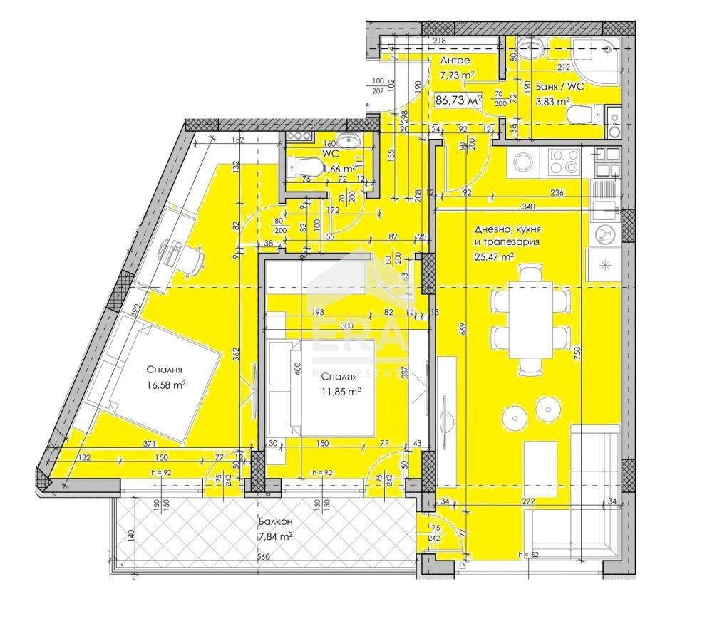 Trilocale Sofia (zona Обеля 1) - planimetria 1