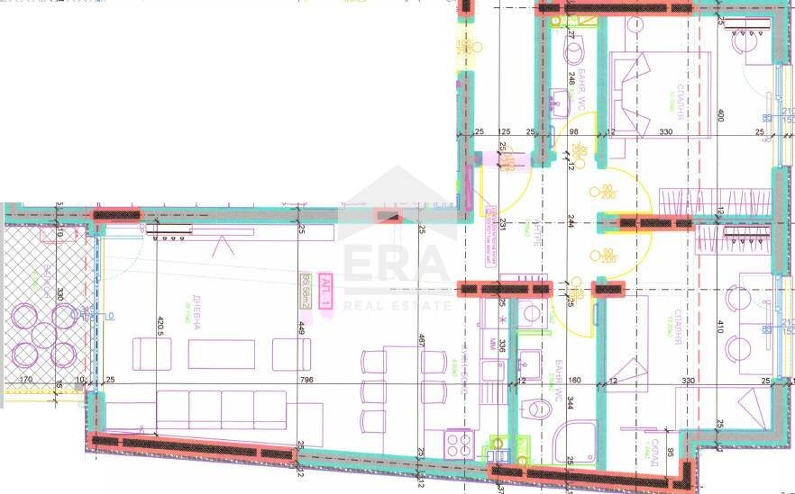 Three-room apartment Sofia (neighborhood Надежда 2) - floor plans 1