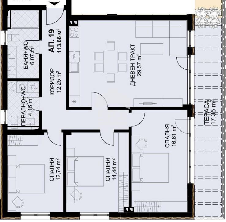 Four-room apartment Varna (neighborhood Бриз) - floor plans 1