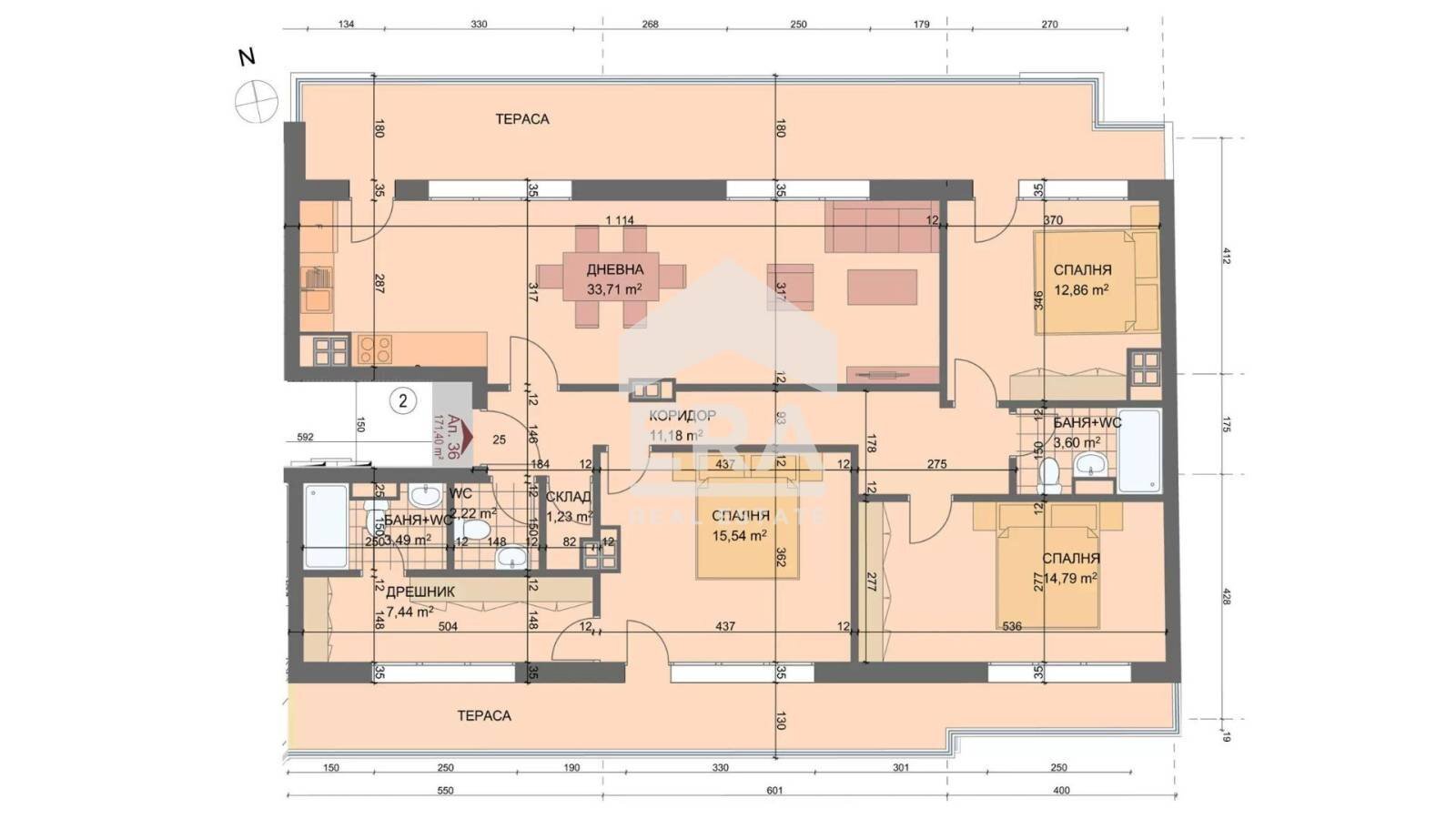 Four-room apartment Sofia (neighborhood Разсадника) - floor plans 1