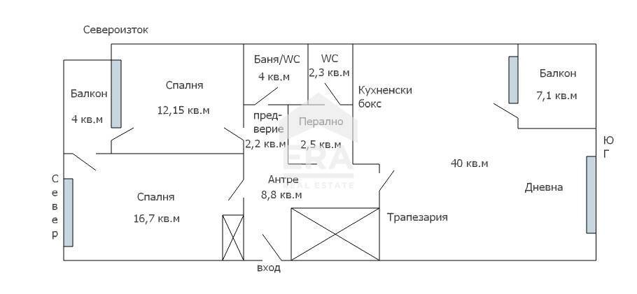 Three-room apartment Varna (neighborhood Бриз) - floor plans 1