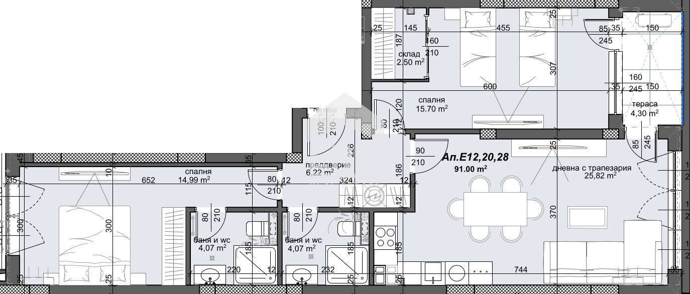 Three-room apartment Plovdiv (neighborhood Тракия) - floor plans 1