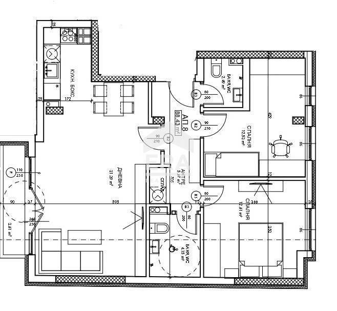 Three-room apartment Sofia (neighborhood Банишора) - photo 1