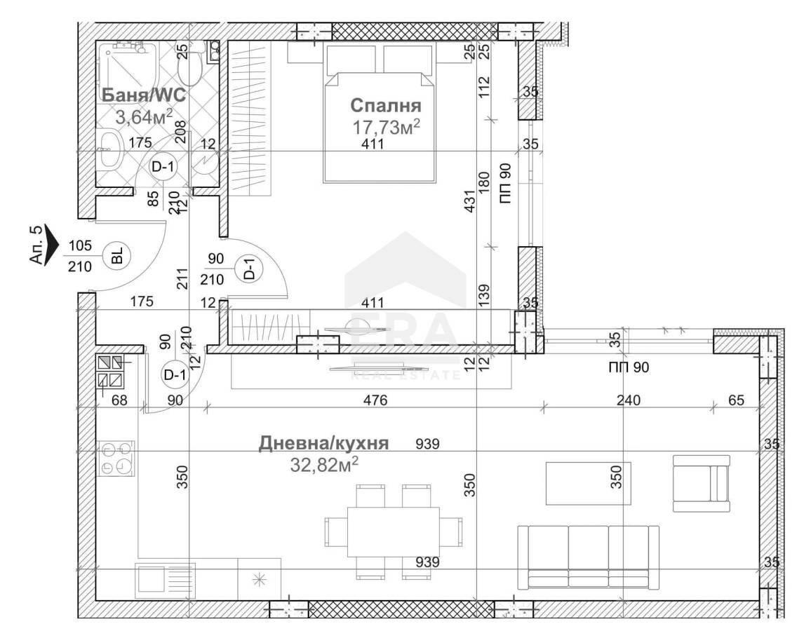 Two-room apartment Varna (neighborhood Левски 2) - floor plans 1