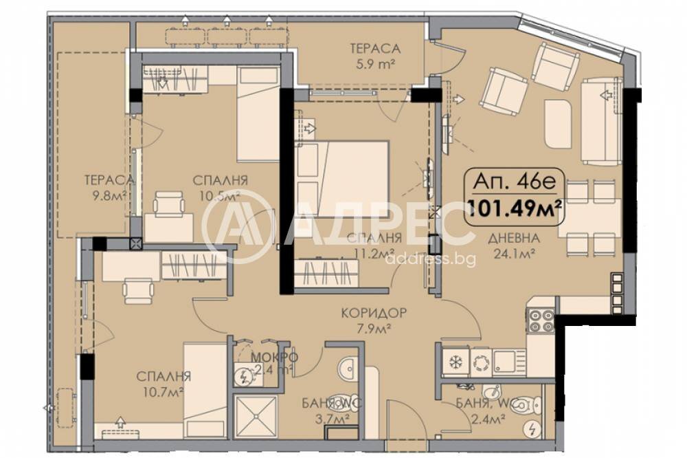 Four-room apartment Burgas city, Burgas - photo 1