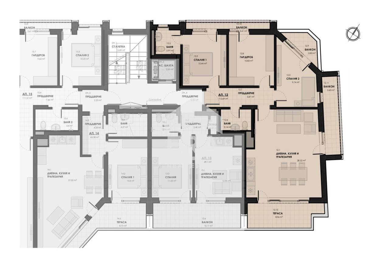 Four-room apartment Sofia (neighborhood Лагера) - floor plans 1