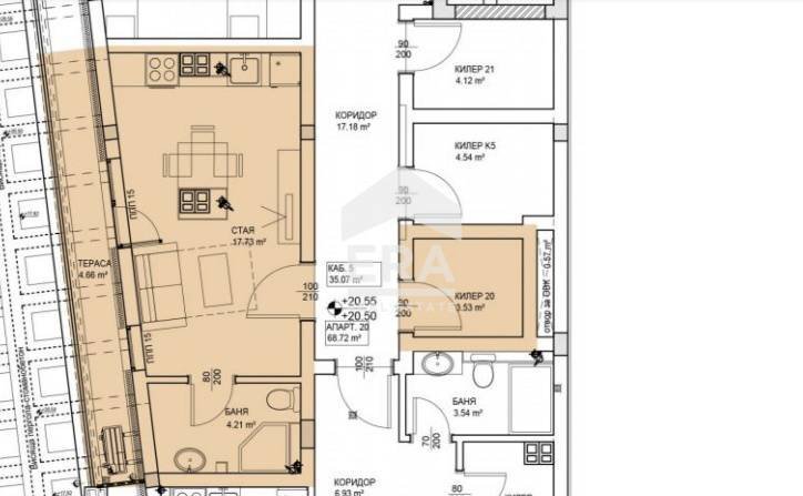 One-room apartment Varna (neighborhood Левски 2) - floor plans 1