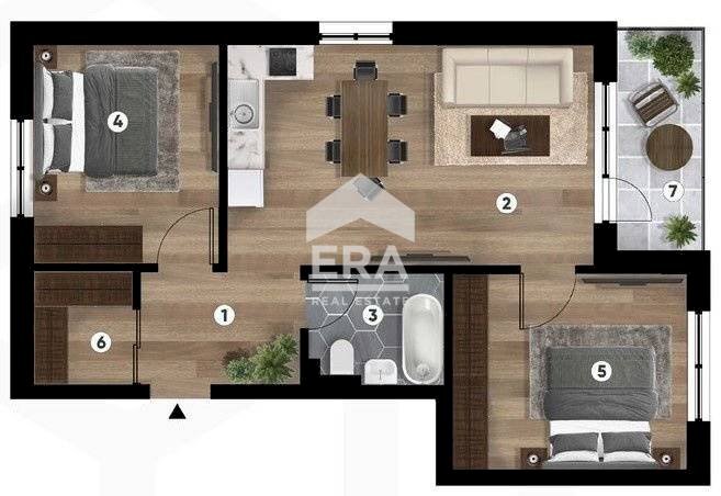 Three-room apartment к.к. Чайка, Varna - floor plans 1