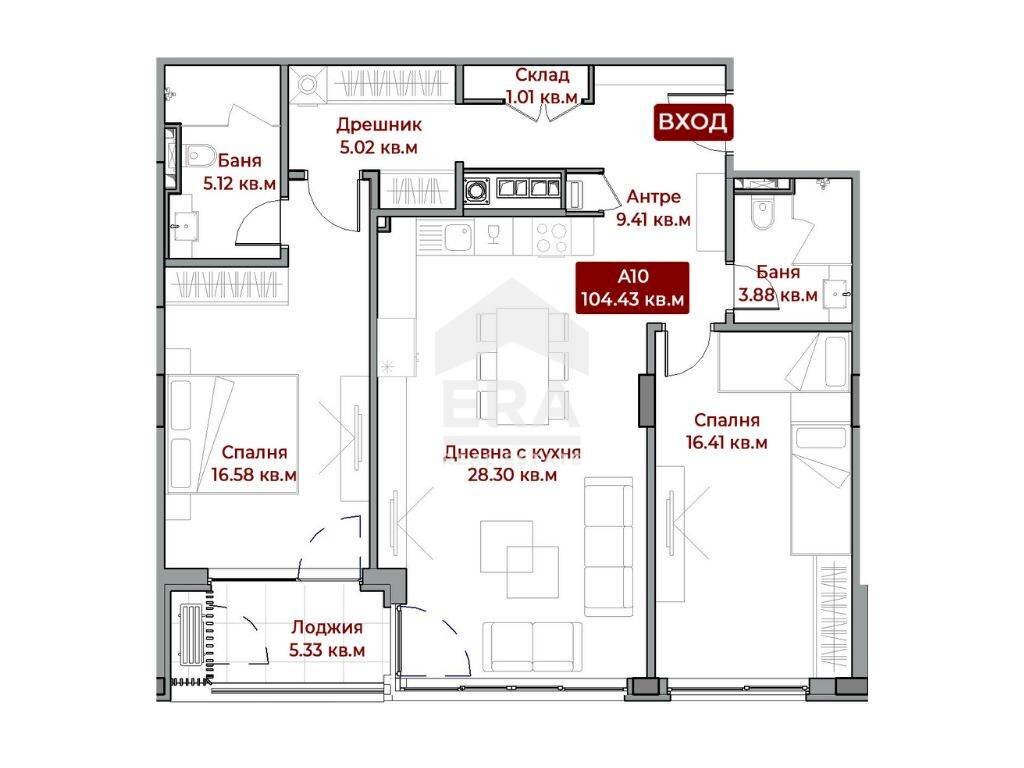 Three-room apartment Бояна, Sofia - floor plans 1