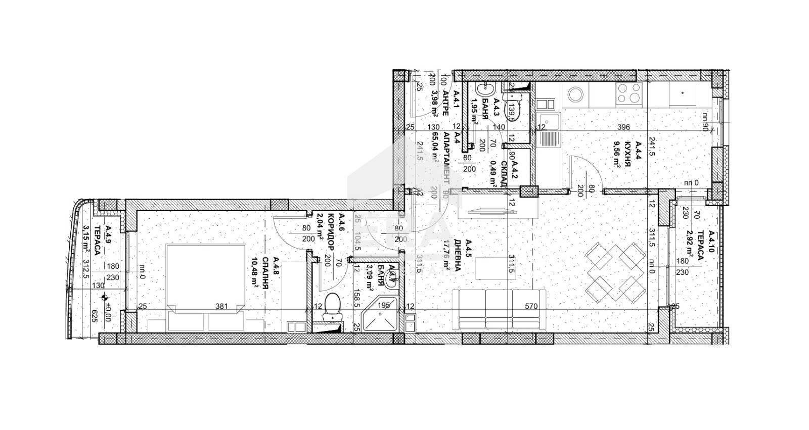 Trilocale Sofia (zona Кръстова вада) - planimetria 1