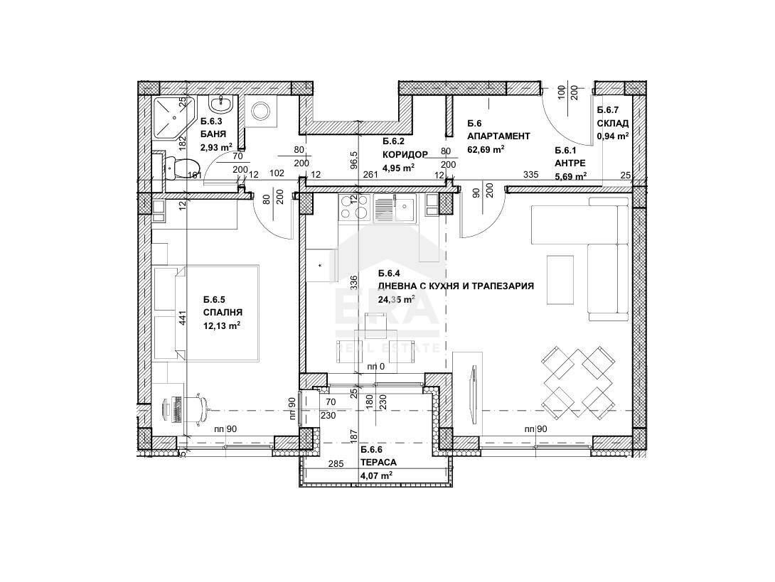 Two-room apartment Sofia (neighborhood Кръстова вада) - floor plans 1