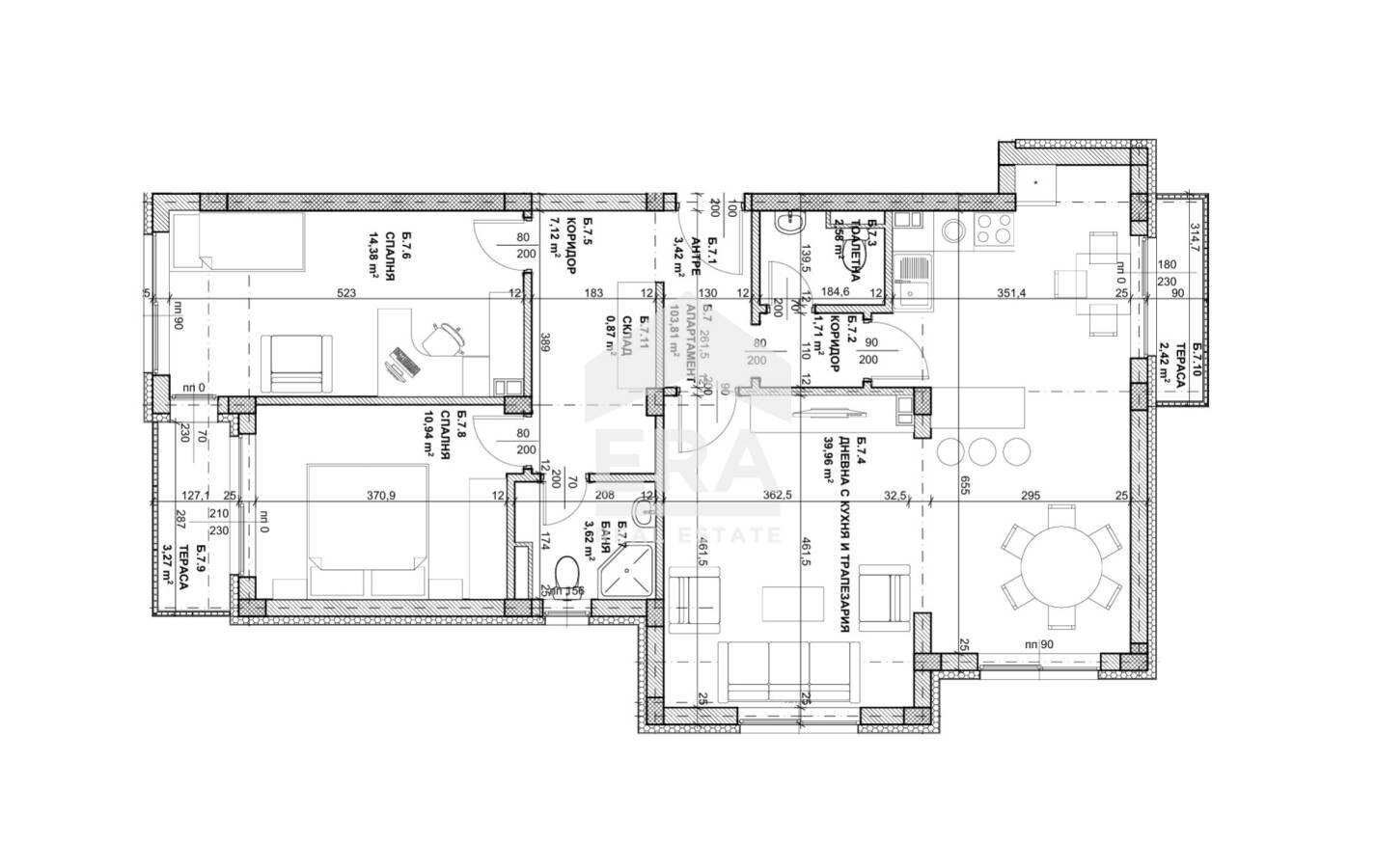 Three-room apartment Sofia (neighborhood Кръстова вада) - floor plans 1